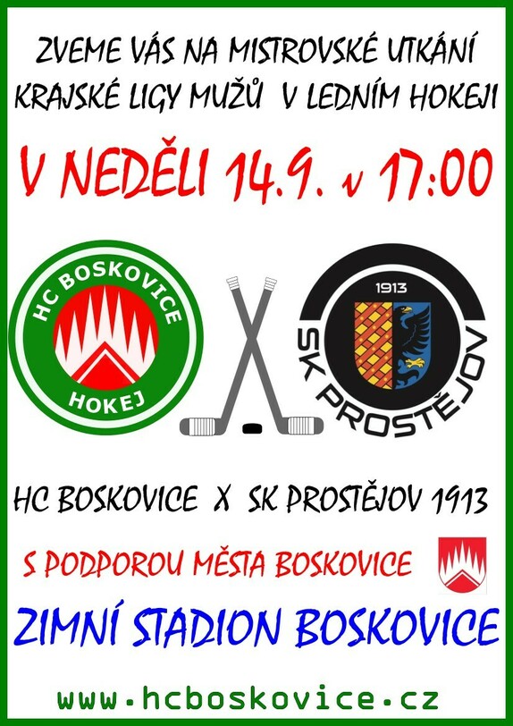 2025-09-14 HC Boskovice-SK Prostějov plakát